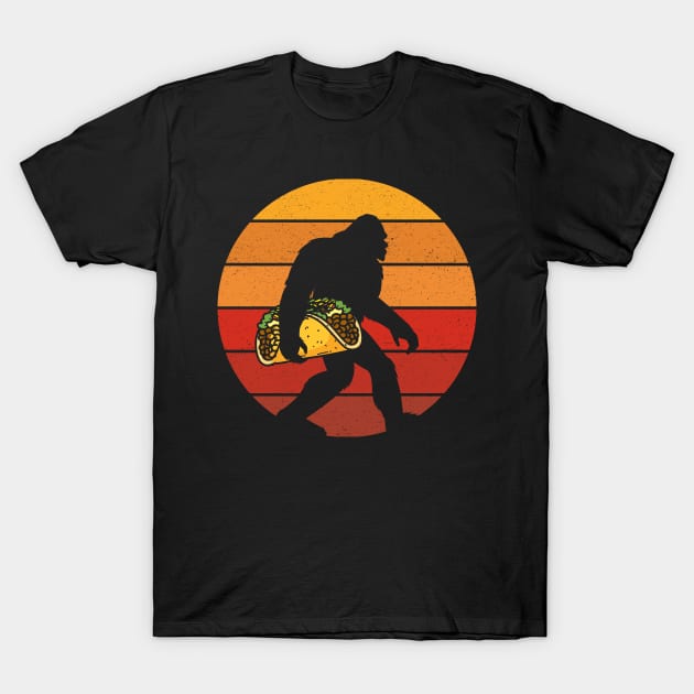 Funny Bigfoot Holding A Taco T-Shirt by Tesszero